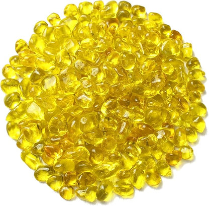 1 Lb (460 g) Yellow Sea Glass Stones Irregular Rainbow Glass Pebble Decorative Rock Quartz Tumbled Gemstone Chips for Aquarium Decoration/Vase Filler/Jewelry Making/Handwork Craft/Gems Display