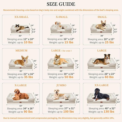 Comfort Expression Medium Dog Beds Waterproof Orthopedic Foam Dog Sofa Beds for Medium Large Dogs Comfy Pet Bed with Washable Removable Cover & Non-Slip Bottom(Medium,Beige)