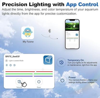 FZONE LED Aquarium Light with APP Control, Full Spectrum for 18-24‘’ Planted Aquariums, Timer Sunrise/Sunset,24W (Light 45)