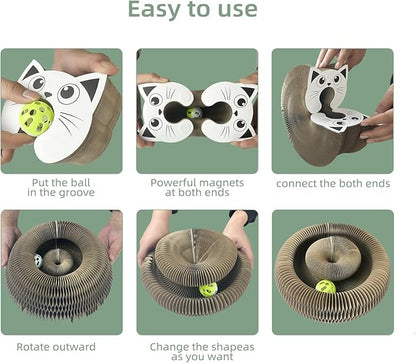 Interactive Scratching Board for Playful Kitties Magic Accordion Cat Scratching Post, Fun Cat Toys for Indoor Cats 1Pack