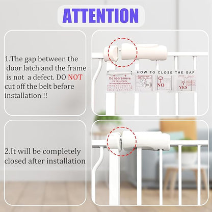 Extra Wide Baby Gate 43.5-48 Inch, Pressure Mounted No Drilling, Heavy Duty Metal for Stairs & Doorways, Indoor Safety Gate for Kids and Dogs, White