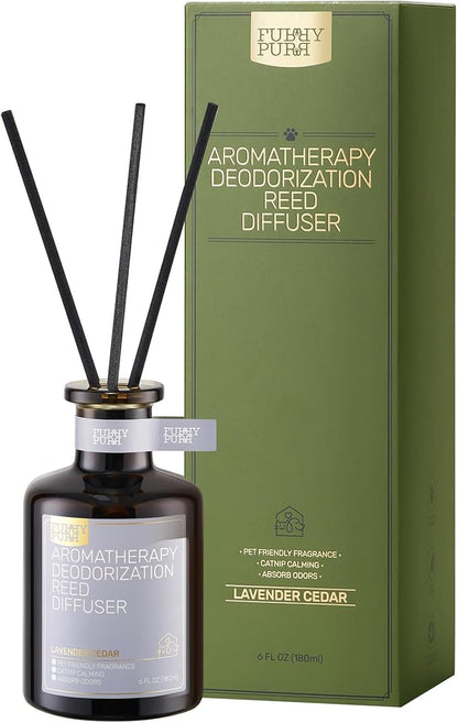 Reed Diffuser for Pet Odor Elimination, Lavender Cedar, Non-Toxic & Pet-Friendly Air Freshening, 6 Oz