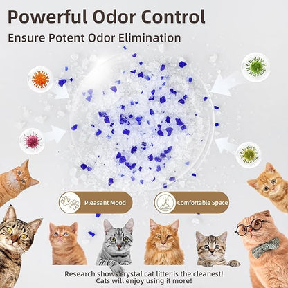 LaSyL Premium Crystal Cat Litter - 17.2 lb, Four Months Lasting - Superior Odor Control & Absorption, Non-Clumping, Low Tracking Silica Gel Safe for Pet, White & Blue (4 Bags of 4.3 lb)