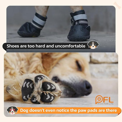 Anti Slip Dog Paw Protector Pads for Senior Dogs, Paw Pads for Dogs Traction, Disposable Self Adhesive Paw Grips for Old Dog on Slippery Hardwood Floor, Black 12 Sets (48pcs) XXL (61-80lbs)