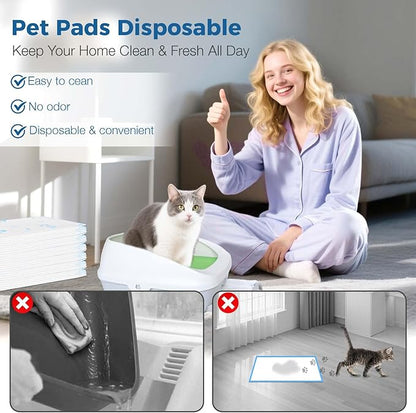 Cat Pads 50 ct Super Absorbent Pet Pee Pads Compatible with Tidy Cats Breeze Litter System 16.9x11.4 Inch Litter Pad for Litter Box