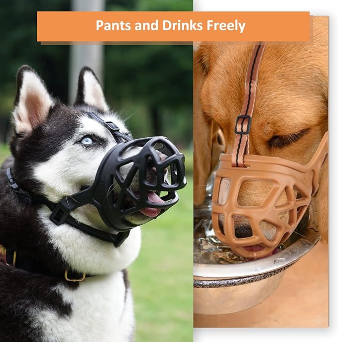 BARKLESS Dog Muzzle, Basket Muzzle for Biting, Chewing and Scavenging, Humane Cage Mouth Cover, Perfect for Grooming and Training Small, Medium, Large Aggressive Reactive Dogs (M, Black)