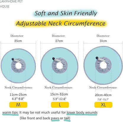 Ultra-Light Cat Recovery Collar - Waterproof Neck Cones After Surgery, Adjustable Flat Elizabethan Collars for Kitten Cats Puppy Rabbits, Mint Green, M Size