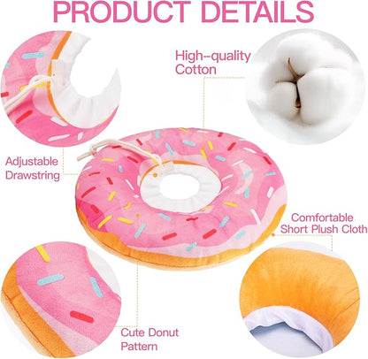 Cat Cone Collar Soft, Cute Cat Donut Collar After Surgery, Adjustable Kitten Recovery Cones to Stop Licking, Lightweight Neck Elizabethan Collars for Cats Kittens (Pink, Medium)
