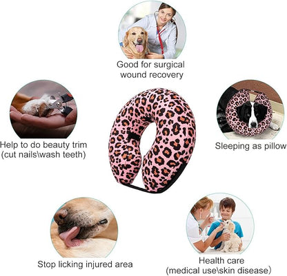 CuteBone Inflatable Dog Neck Donut with Removable Soft Fleece Covers for Small/Medium/Large Dogs and Cats After Surgery GWB10XL
