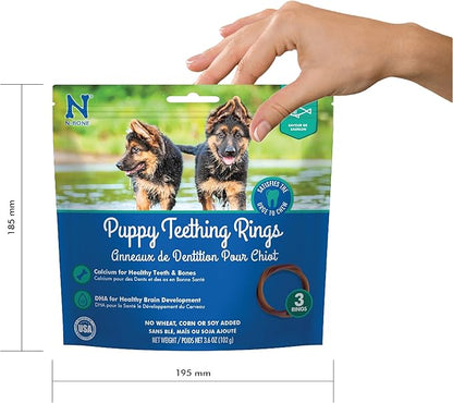N-Bone Puppy Teething Rings Salmon Flavor Dog Treat, 3 Count Bag, 3.6-oz