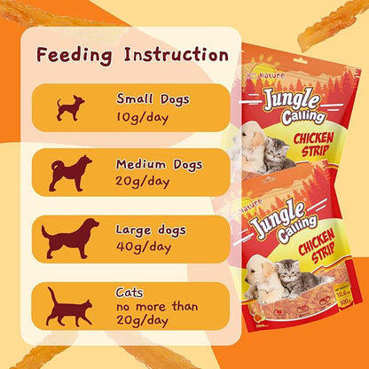 Jungle Calling Soft Training Treats for Small Dog and Cats, Mini Chicken Strips Puppy Training Edible Snacks Easy to Digest, Grain Free