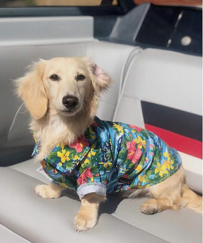 Parisian Pet Stylish Dog Hawaiian Shirt - Cotton Summer Beach Outfit - Hook & Loop Closure - Machine Washable - XS