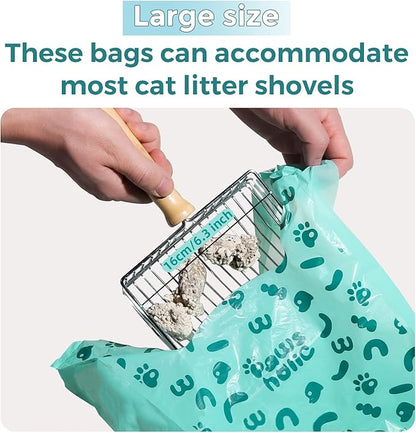 Cat Litter Bags Biodegradable 100% Leak-Proof Cat Poop Bags with Handle, 360 Counts, Cornstarch Based Extra Thick, Easy Tie Pet Waste Pick Up Bag (Lavender Scented)