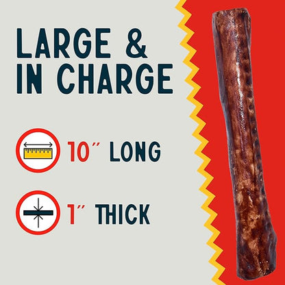 Canine Chews 10" Beef Basted Rawhide Bones for Large Dogs - 20 Pack - Hand-Rolled Dog Chews Basted in Beef Broth - Promotes Dental Health