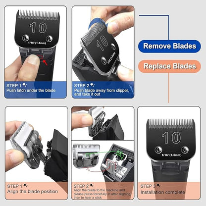 30 Blades Dog Grooming Blades Compatible with Andis/Oster A5/Wahl KM-10 Series Dog Clippers,Detachable Clipper Replacement Blade,Black,(30#/3PC)
