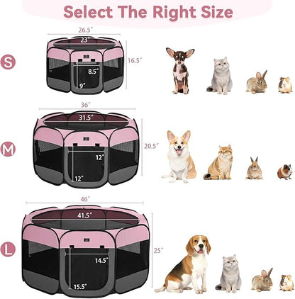 A 4 Pet Portable Cat Play Pen for Cats, 27" Foldable Kitten Playpen for Puppy/Cat/Rabbit/Chick, with Removable Zipper Top & Mesh Panel(11”W × 7.5”H)