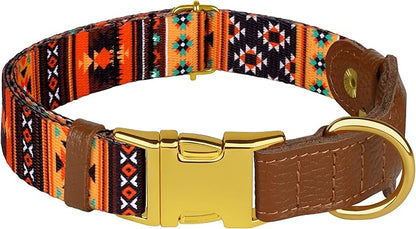 AirTag Dog Collar for Small Medium Large Breed - Adjustable Cute Pattern Dog Collar with Airtag Holder - Soft Leather Tracker GPS Apple Air Tag Pet Collars (Medium, 14"-18" Neck Fit, Western)