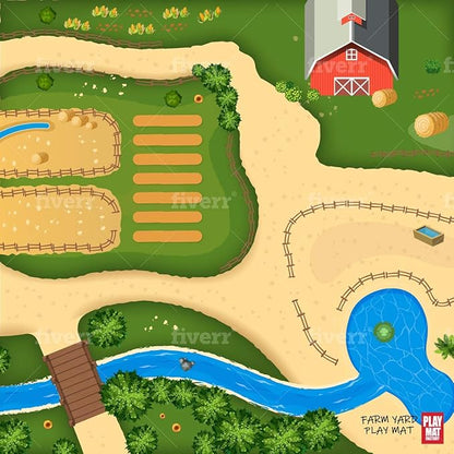 Farm Play Mat for Farm Toys | Foldable Solution |Large Size 57” x 57” | Farm Animals | Tractor Play| Activity Mat | by Play Mat Factory