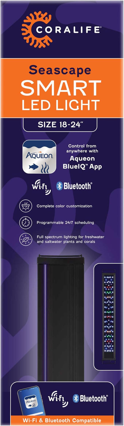 Coralife Fish Tank Aquarium Seascape WiFi/Bluetooth Smart LED Light Fixture, 18-24"
