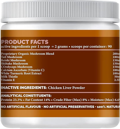 Immune Support Powder Food Topper, Large 6.35oz, Proprietary Organic Mushroom Blend, 300g