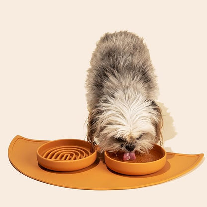 The Slowdown Bowl Silicone Slow Feeder for Cats & Kittens, Slow Eating Mealtime Solution with Modern Lick Mat Design, Reduces Gulping, Fits 1 Cup 6” Across x 1.25” Tall, Small-Blush