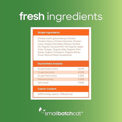 smallbatch Pets Freeze Dried Cat Treats, Raw Dry Cat Food Bites, Chicken Recipe, High Protein Food Topper or Training Treats for Cats, Humanely Sourced Meat, Made in The USA, Non GMO, 10 oz Bag