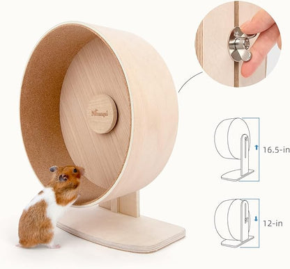 Niteangel Wooden Hamster Exercise Wheel: - Silent Hamster Running Wheel for Hamsters Gerbil Mice and Other Similar-Sized Small Pets (M)