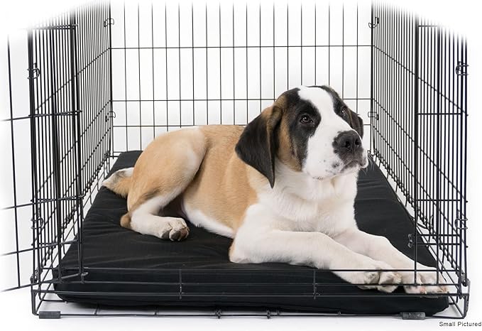 K9 Ballistics Tough Ripstop Orthopedic Dog Crate Bed - Durable Pad with Washable Cover, for Wire Crates, Tie-Downs Included, Size: Medium 35"x22", Blue Quartz