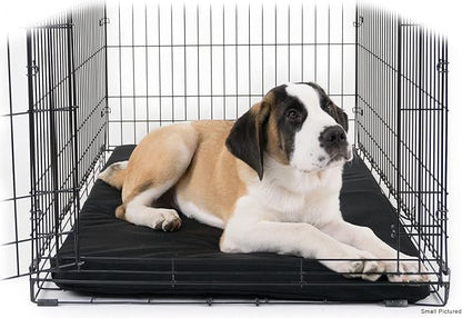 K9 Ballistics Tough Ripstop Orthopedic Dog Crate Bed - Durable Pad with Washable Cover, for Wire Crates, Tie-Downs Included, Size: Medium 35"x22", Obsidian Black