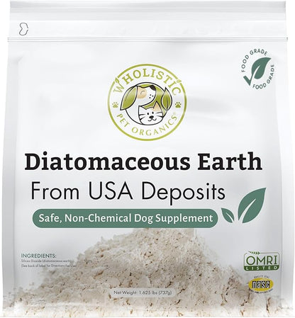 Wholistic Pet Organics DE for Dogs Organic Food Grade for Dogs Safe Non-Chemical Freshwater Silica Improves Overall Health (26 oz)
