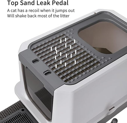 RIZZARI Stainless Steel Cat Litter Box, Odorless Enclosed Litter Box with Top Holes, Large Litter Pan for Small to Large Sized Cats (Dark Gray, 24" L*16" W*18" H)