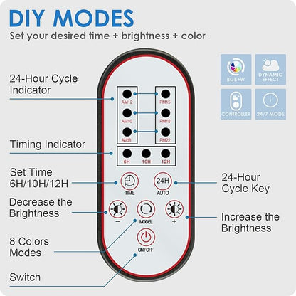 Aquarium Light, 18W 24/7 Natural Mode Aquarium Light, Sunrise/Daylight/Moonlight Mode and Custom Mode with Expandable Bracket, Adjustable Timer and 7 Color Brightness for 18~24IN Fish Tank