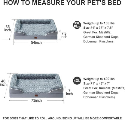 WNPETHOME Dog Beds for Large Sized Dogs, Washable Orthopedic Dog Couch Sofa Bed with Waterproof Lining & Non-Skid Bottom for Pet Sleeping