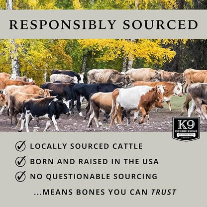 K9 Connoisseur Beef Marrow Dog Bones Long Lasting for Aggressive Chewers - USA Made Single Ingredient Dynamo Bone for Small and Medium Dogs Upto 50 Pounds - 12 Pack
