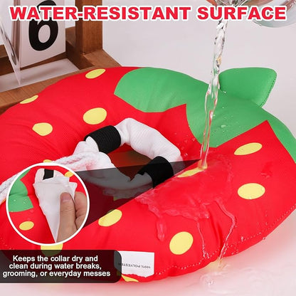 BINGPET Cat Cone Collar Soft,Waterproof Cat Recovery Collar to Stop Licking,Cute Donut Elizabethan e Collar for Cats Kittens Puppies Wound Healing After Surgery(Strawberry,Small)
