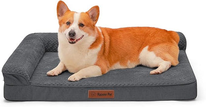 Orthopedic Dog Beds Large Sized Dog, 3 Inch Memory Foam Pet Bed for Medium and Large Dogs, Washable Removable Cover, Nonskid Bottom, Waterproof, 36x27 Inches L Dark Grey
