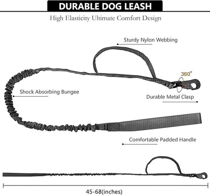 Tactical AirTag Dog Collar Leash Set - Heavy Duty, Adjustable GPS Collar Compatible with Apple AirTag, with Holder & Control Handle for Medium/Large Dogs [ Black, M ]