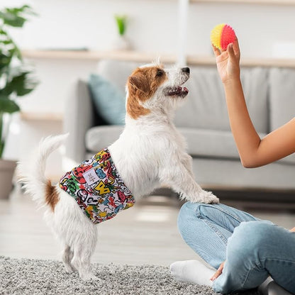 CuteBone Dog Diapers Male Washable Belly Band for Male Dogs Wraps Black 3pcs a Pack DM55S