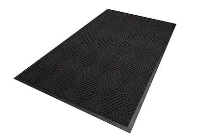 M+A Matting WaterHog Diamond | Commercial-Grade Entrance Mat with Rubber Border – Indoor/Outdoor, Quick Drying, Stain Resistant Door Mat (Charcoal, 4' x 8')