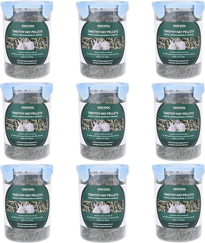 Timothy Hay Pellets 63oz (9 * 7 oz) - 100% Timothy Premium Nutrition Pellet for Tortoise, Rabbits 63 oz