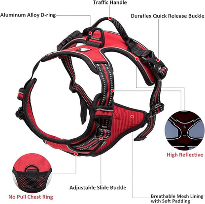 TRUE LOVE Adjustable No-Pull Dog Harness Reflective Pup Vest Harnesses Comfortable Control Brilliant Colors Truelove TLH5651(Gray,L)