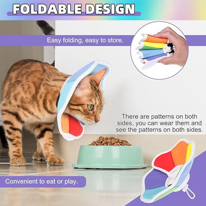 KOOLTAIL Cat Cone Collar, Adjustable Soft Comfortable Cat Recovery Collar to Stop Licking, Foldable Donut Water Resistant Pet Cone for Small Large Cats Kittens After Surgery Flower M
