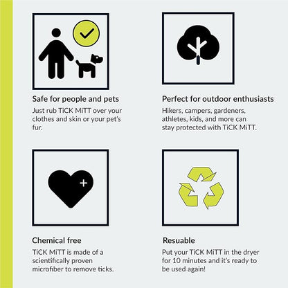 Green Tick Removal Glove: Gently Remove Ticks from Humans & Pets - Chemical-Free, Durable, Portable, Easy to Use Tick Management Tool for Outdoor Adventures & Everyday Use