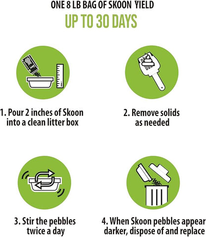 Skoon All Natural Cat Litter (2 Bags) - Original - Lightweight, Low Tracking, Non-Clumping Diatom Pebbles Absorb, Lock, and Seal Waste for Best Odor Control