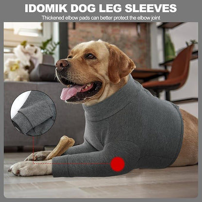 IDOMIK Dog Recovery Suit, Dog Surgery Recovery Suit Front Legs, Comfy Joint Leg Sleeves After Surgery, Elbow Braces Protector for Leg Injuries & Joint Pain, Cone Collar Alternatives,Grey,3XL