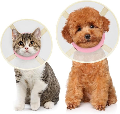 Soft Dog Cone Collar to Stop Licking-Adjustable Comfortable Mesh Recovery Collar After Surgery for Small or Miniature Dogs, Alternative to Plastic Elizabethan Collars for Neuter Incision Care (Pink,L)