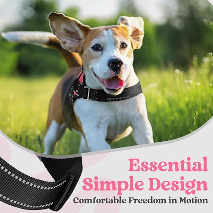 rabbitgoo Dog Harness for Large, Easy On Pet Vest with One Buckle, No Pull Adjustable Service Harness with D-Ring & Handle, Reflective for Safety Walking, Training, Pink, L
