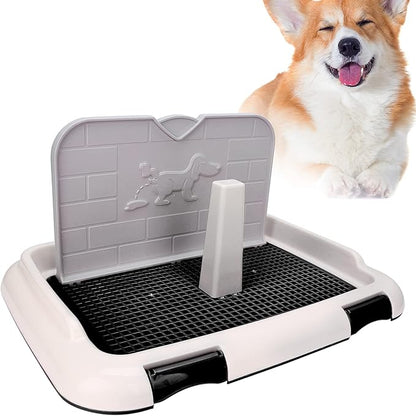 Indoor Dog Potty Tray - Miniature Poodle Pad Holder, Anti-Slide Plastic Potty for Small & Medium Dogs (Black)