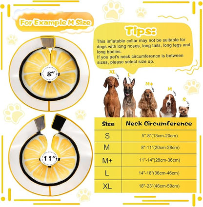 Inflatable Dog Cone Collar with Detachable Enhanced Anti-Licking Shield, Soft Neck Donut Collar for Dogs After Surgery, Adjustable Dog Cone Alternative for Large Medium Small Dogs & Cats