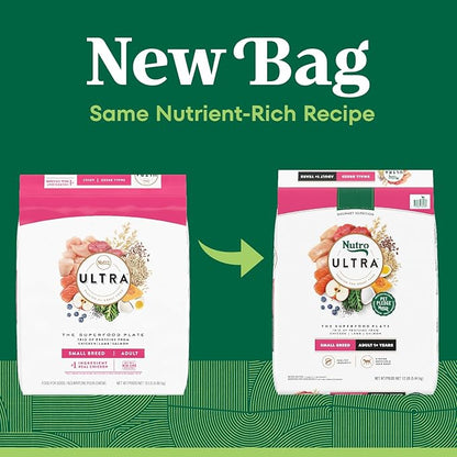 Nutro Ultra Adult Small Breed Dry Dog Food, Chicken, Lamb and Salmon Protein Trio, 12 lb Bag